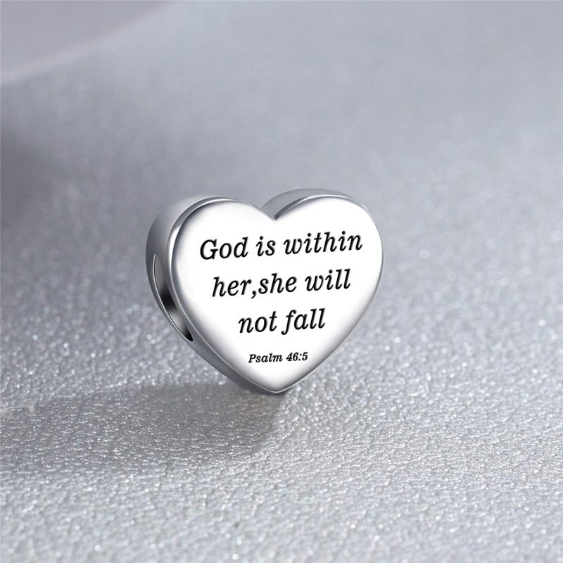 MUERDOU Heart Charm Fit Charms Bracelet Christian Bible Verse Charm Prayer Faith Religious Jewelry Gifts for Women - Image 5